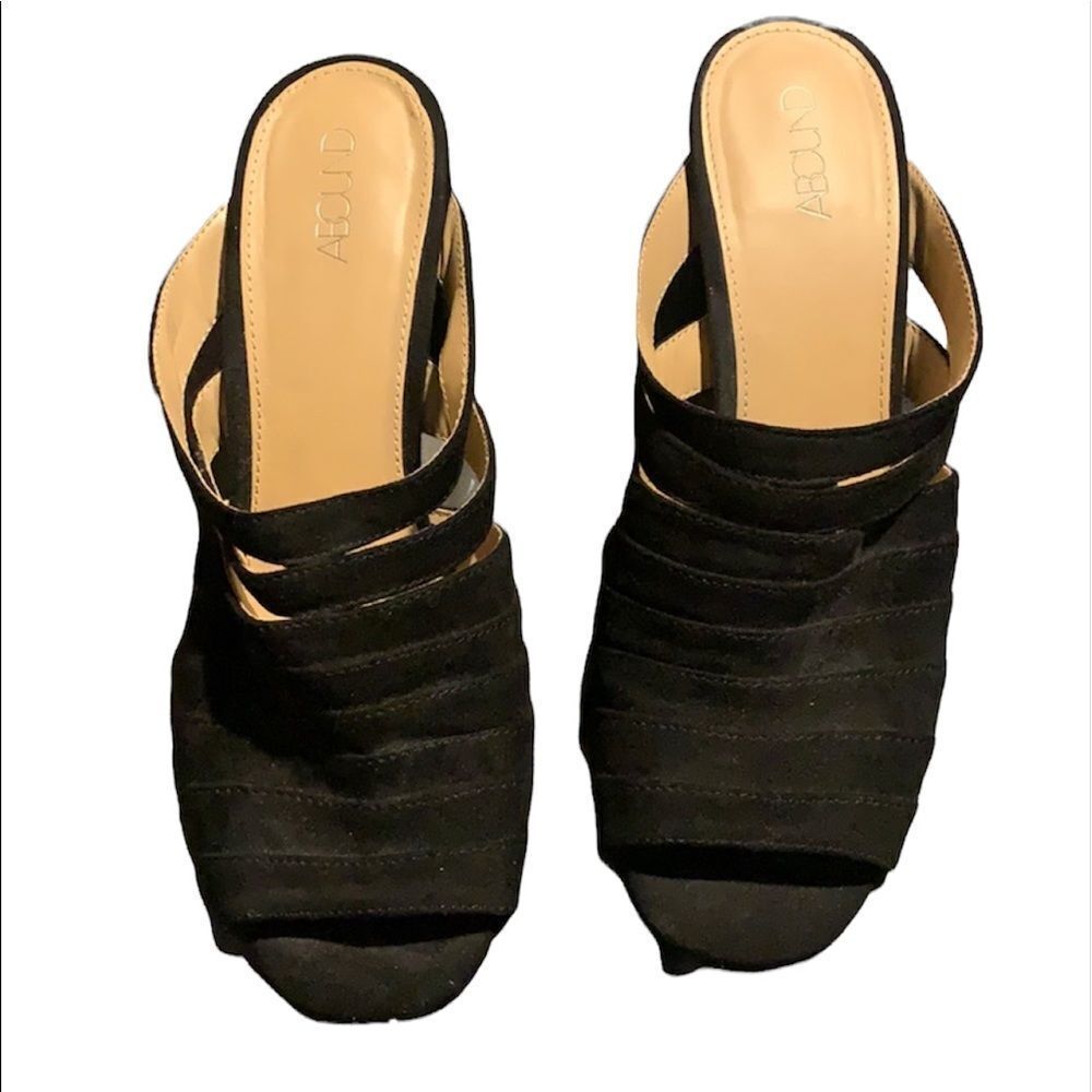 Abound slip on black sandal heels 7.5